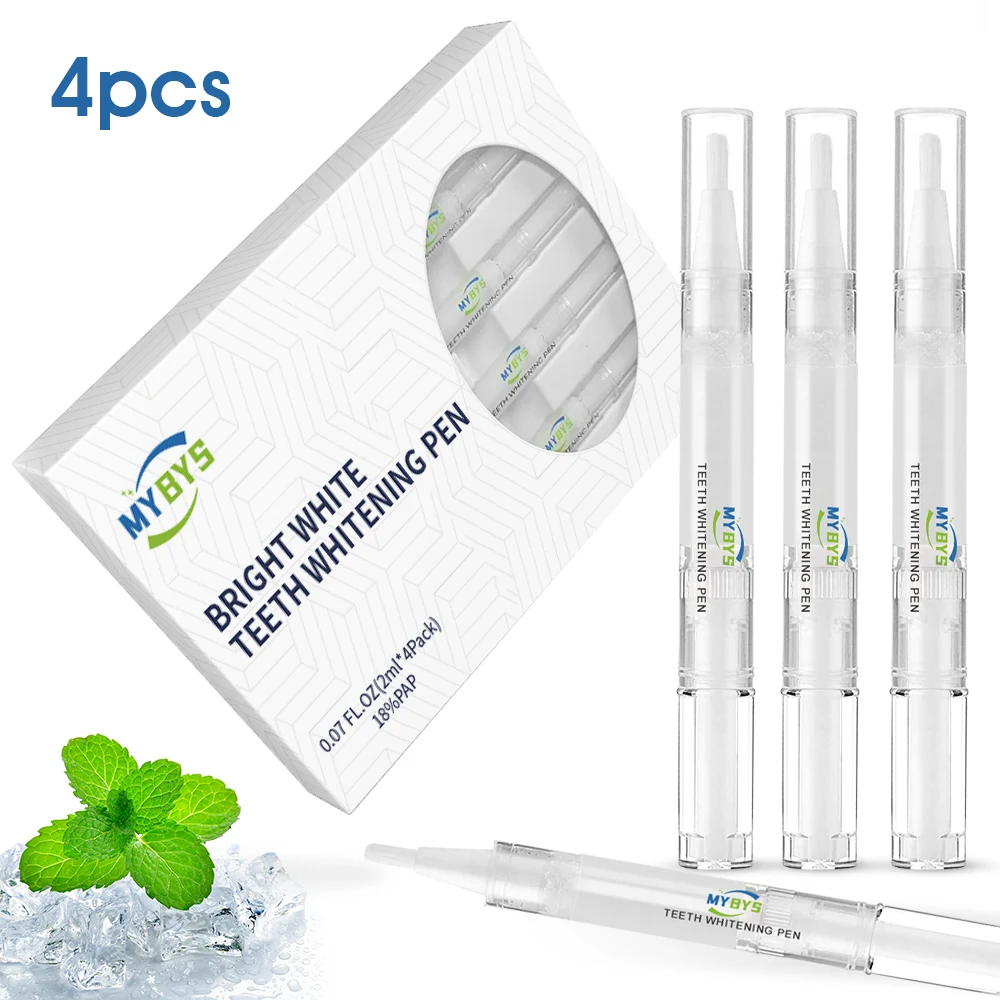 MYBYS Teeth Whitening Essence Pen 18%Pap Cleaning Remove Stains Dental Tools Whiten Teeth Oral Hygiene 4Pcs New