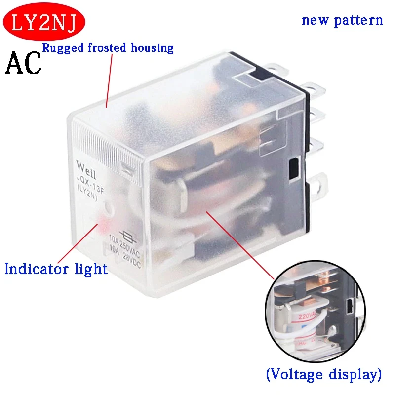 LY2NJ Coil Power Relay Car Auto AC/DC 12V 24V 36V 48V 110V 220V 380V Mini Micro Electromagnetic Relay Switch 8Pin DPDT Module