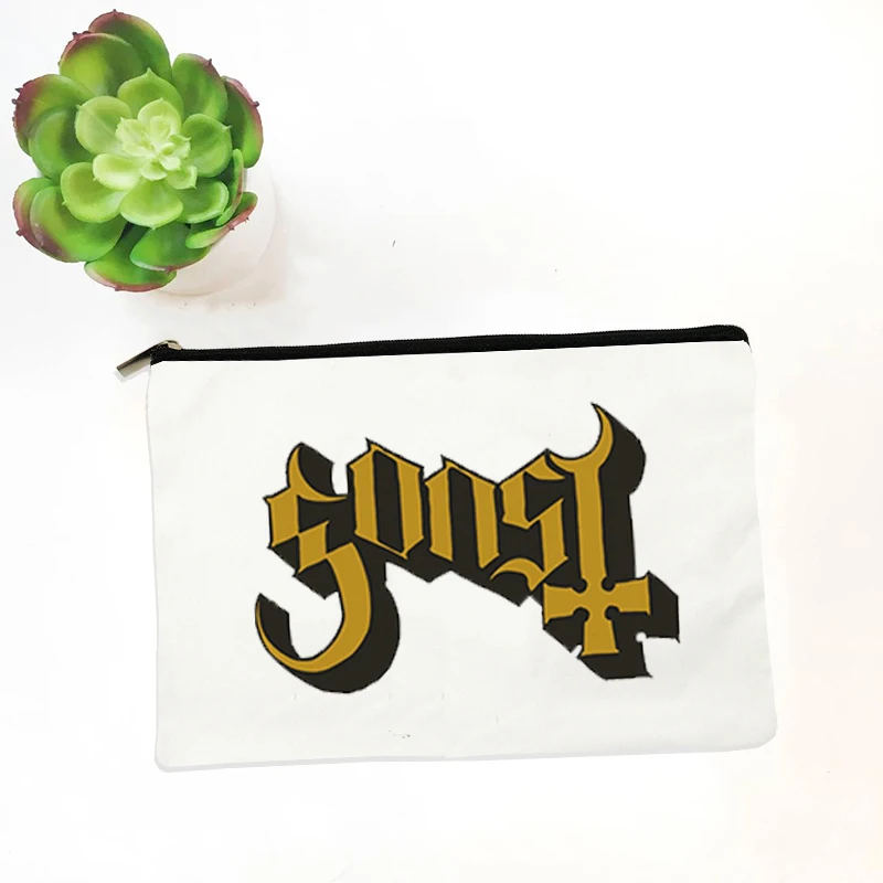 Ghost Human Skeleton Cross Canvas Linen Cosmetic Bag Pouch Makeup Children Travel Bag Organizers for Makeup Girl Boy Pencil Box