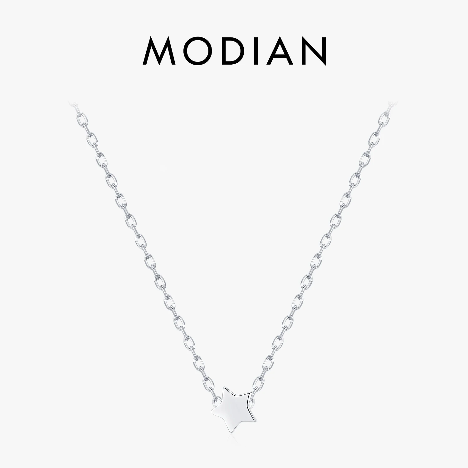 Modian New Sale Simple Cute Lucky Star Pendant Necklace for Women 925 Sterling Silver Small Stars Korean Style Fine Jewelry