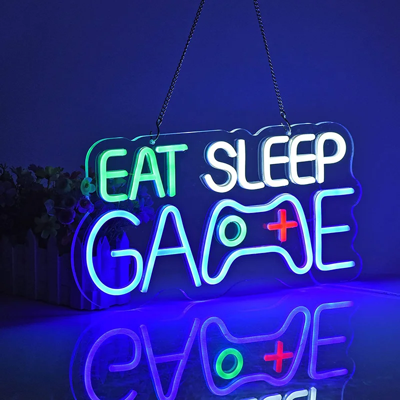 Imagem -03 - Led Neon Sign Light Gaming Zone Música Handle Nightlight Personalizado Logotipo do Negócio Decoração do Quarto Bar Internet Café Shop Party