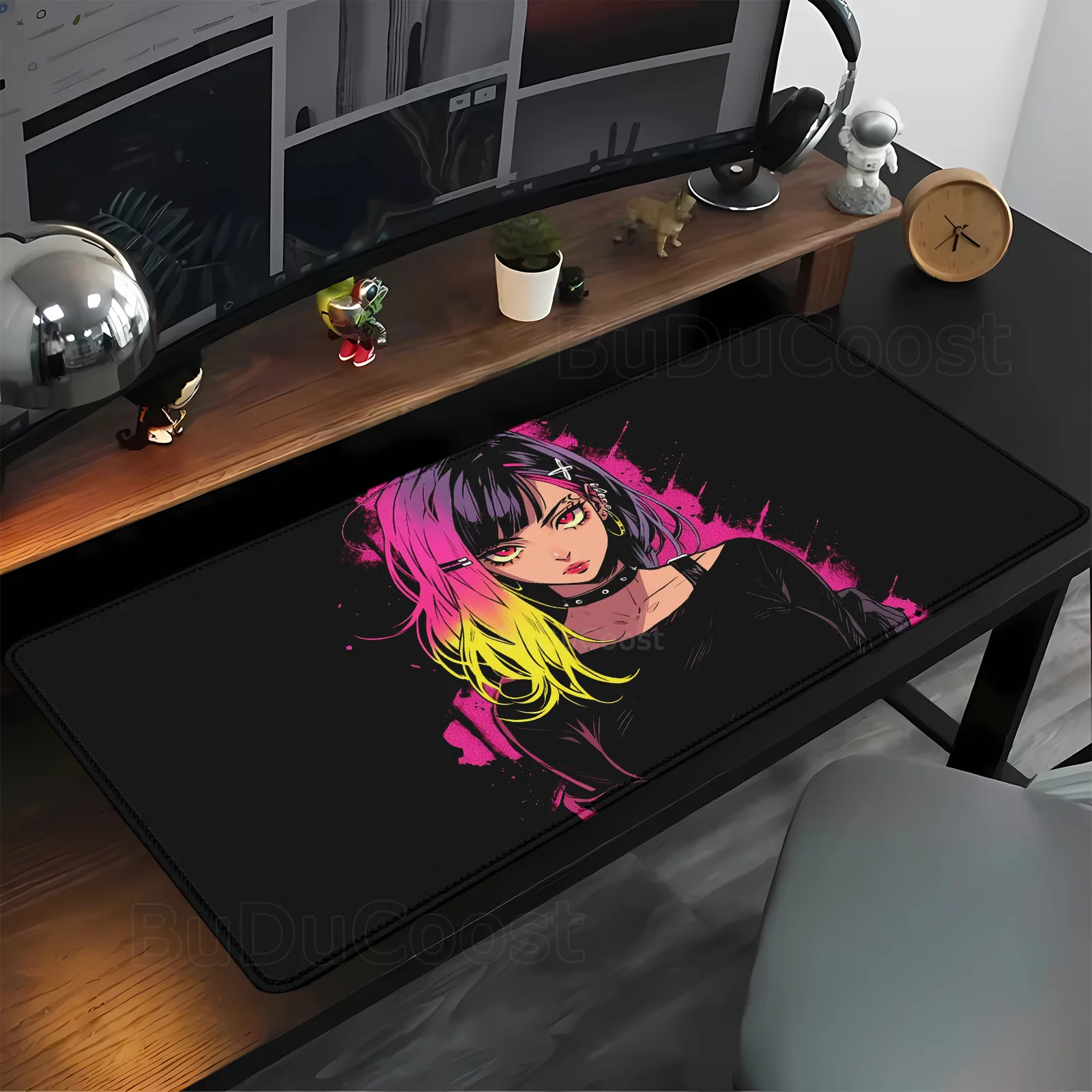 

HD Dark Anime Girl Large Mouse Pad Computer Accessories Stitch Gaming Mousepad Office Kawaii Rubber Desk Mat Gamer Mousepads Xxl