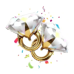 4/2pcs Wedding Decor Diamond Ring Foil Balloons Engagement Wedding Ring Shaped Balloon Bridal Shower Hen Party Supplies