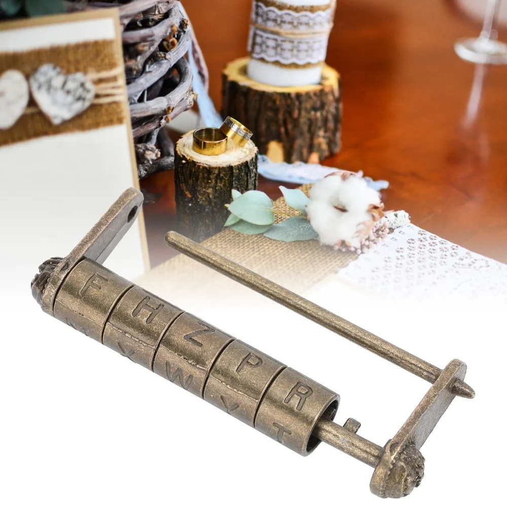 Antique Vintage Combination Padlock Decorative Zinc magnesium alloy Password Door Lock Alphabet Code Lock Cabinet