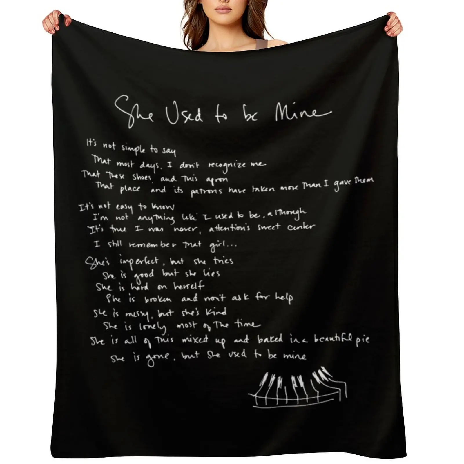 

She Used To Be Mine - Sara Bareilles - Handwritten Lyrics- Waitress the Musical - Broadway, West End Throw Blanket