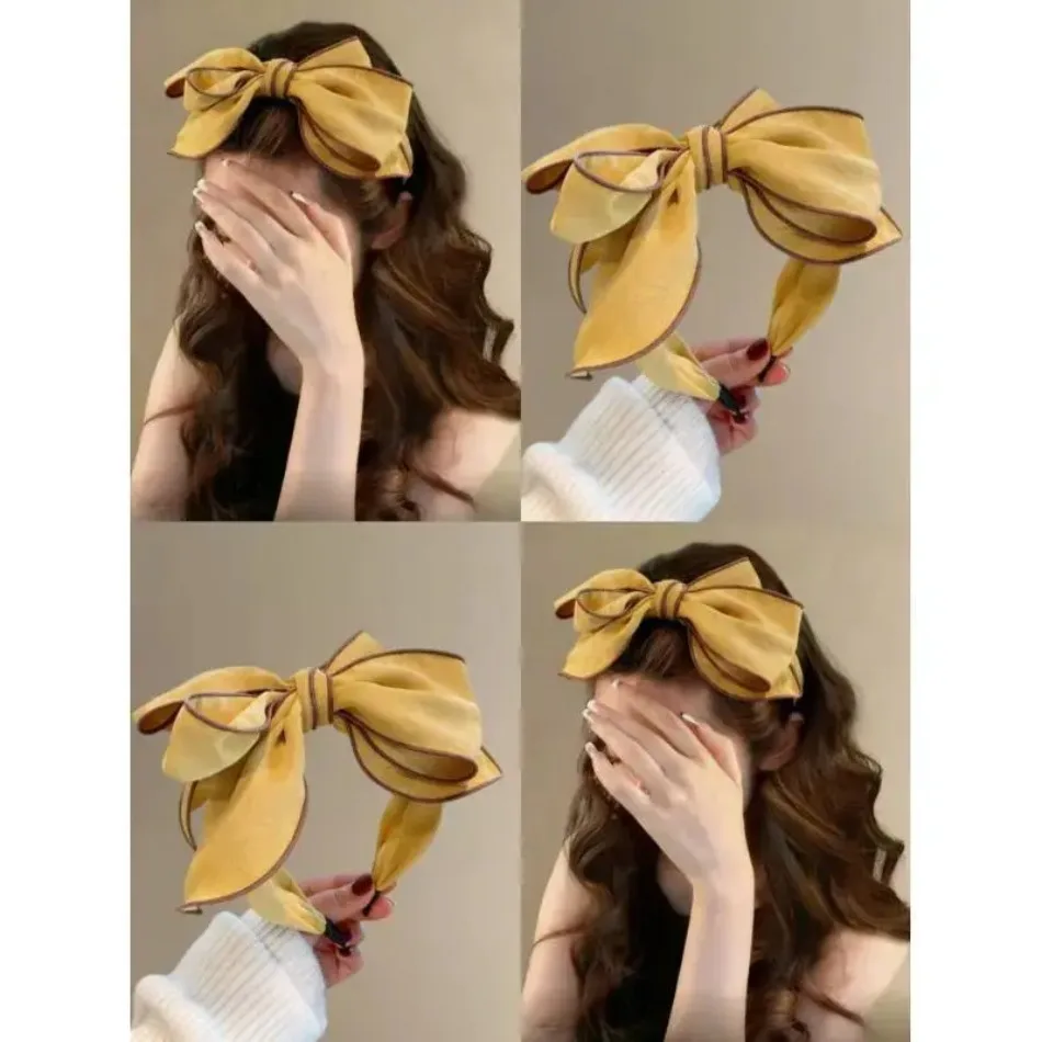 Mehrschichtige Haarbänder mit großer Schleife für Damen, Alltags- und Party-Haarschmuck, aus festem Kreppstoff, für Erwachsene, zum Einkaufen und für Feiertage – Detail 2