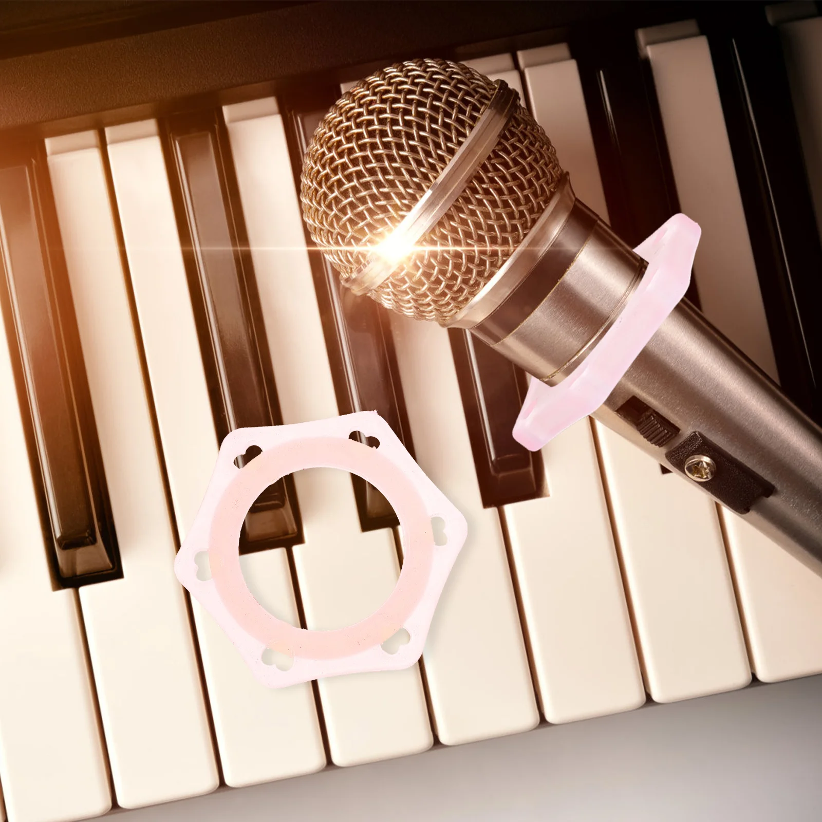 

5Pcs Glow-in-The-Dark Microphone Anti-Drop Rings Plastic Mic Protective Six-Corner Non-Slip Shockproof Ring for Wireless