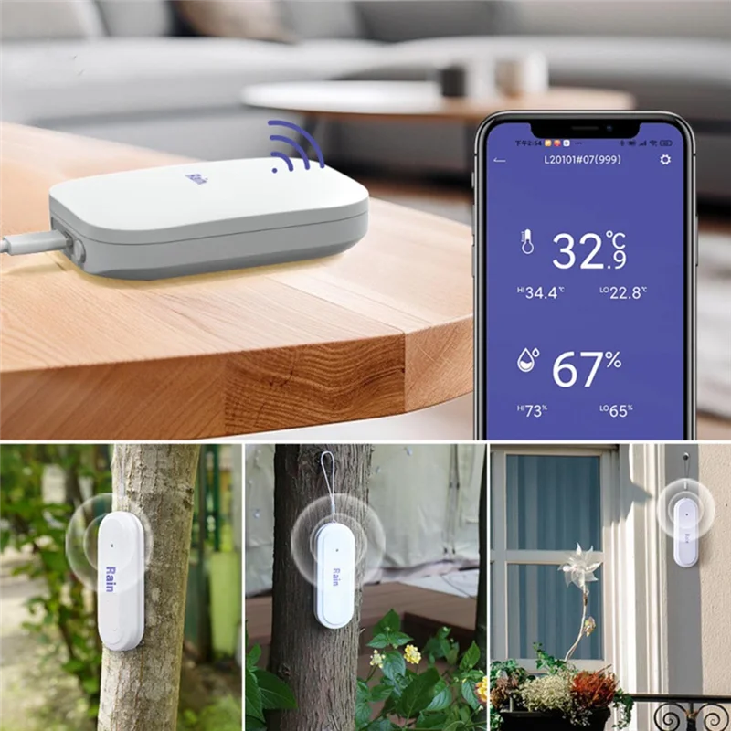 AS62 Smart Wifi-fähiger Temperatur-Feuchtigkeitssensor Mini Indoor Outdoor APP Fernbedienung Thermometer Hygrometer IP54 Wasserdicht