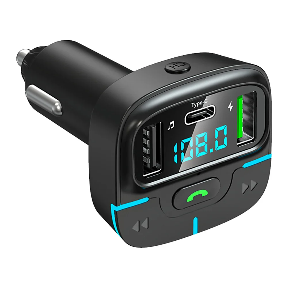 GZ03 Автомобильное зарядное устройство с двумя USB-портами Bluetooth 5,3 Автомобильный MP3-плеер FM-передатчик Быстрая зарядка Автомобильный комплект громкой связи с одной клавишей