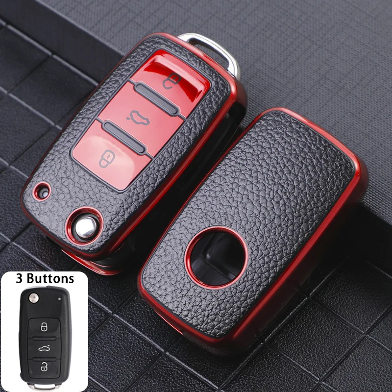 3 Nút Vỏ Chìa Khóa Dành Cho Xe Volkswagen Polo Tiguan Passat Golf Jetta Lavida Da Tpu Bảo Vệ Vỏ Túi Skoda Octavia ghế Ngồi