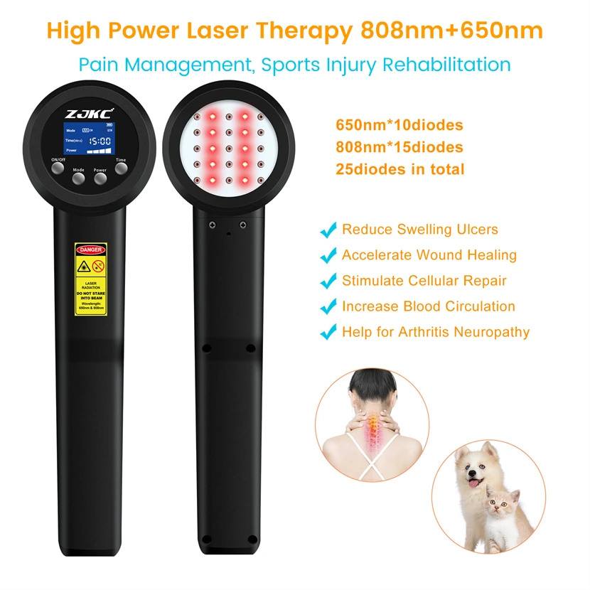 

ZJKC Professional 8W Physiotherapy Class 4 Therapeutic Cold Laser Therapy Device for Back Pain Neuropathy and Deep Tissue Repair