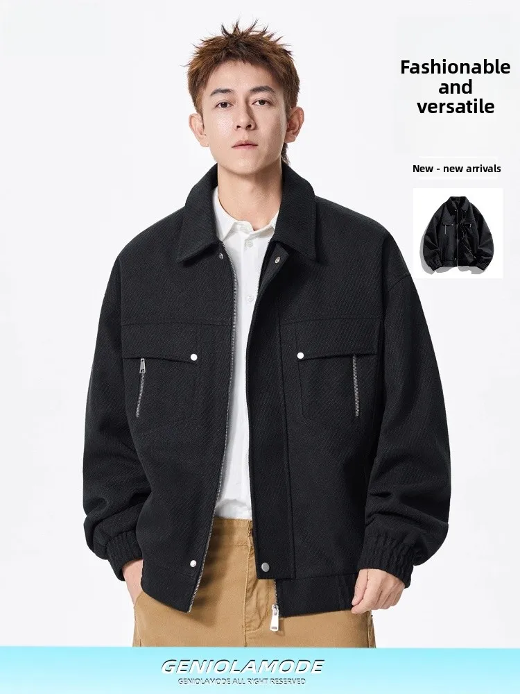 

Мужская куртка American Style: новая модель для весны и осени, свободный крой, большие размеры, молодежный стиль, высококачественный полиэстер, удлиненная.