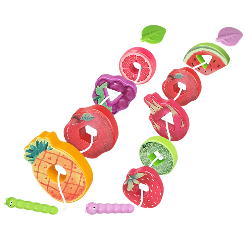 

Fruit Chuckling Bead Toy Blocks Fruits Toys Lacing Toddler Threading Kids Educational Beaded Fruit Blocks Toys Cartoon Lacing