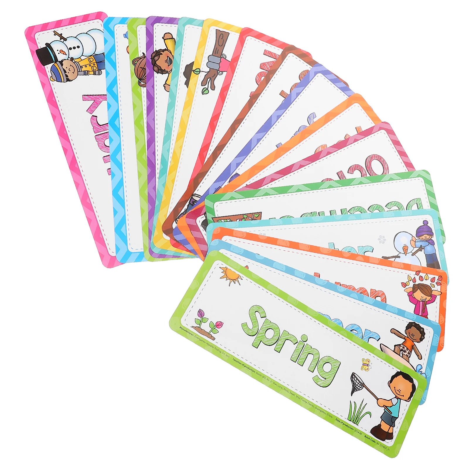 16Pcs English Flash Cards Months and Seasons Learning Tools Kindergarten Classroom Educational Decoration Language Skills