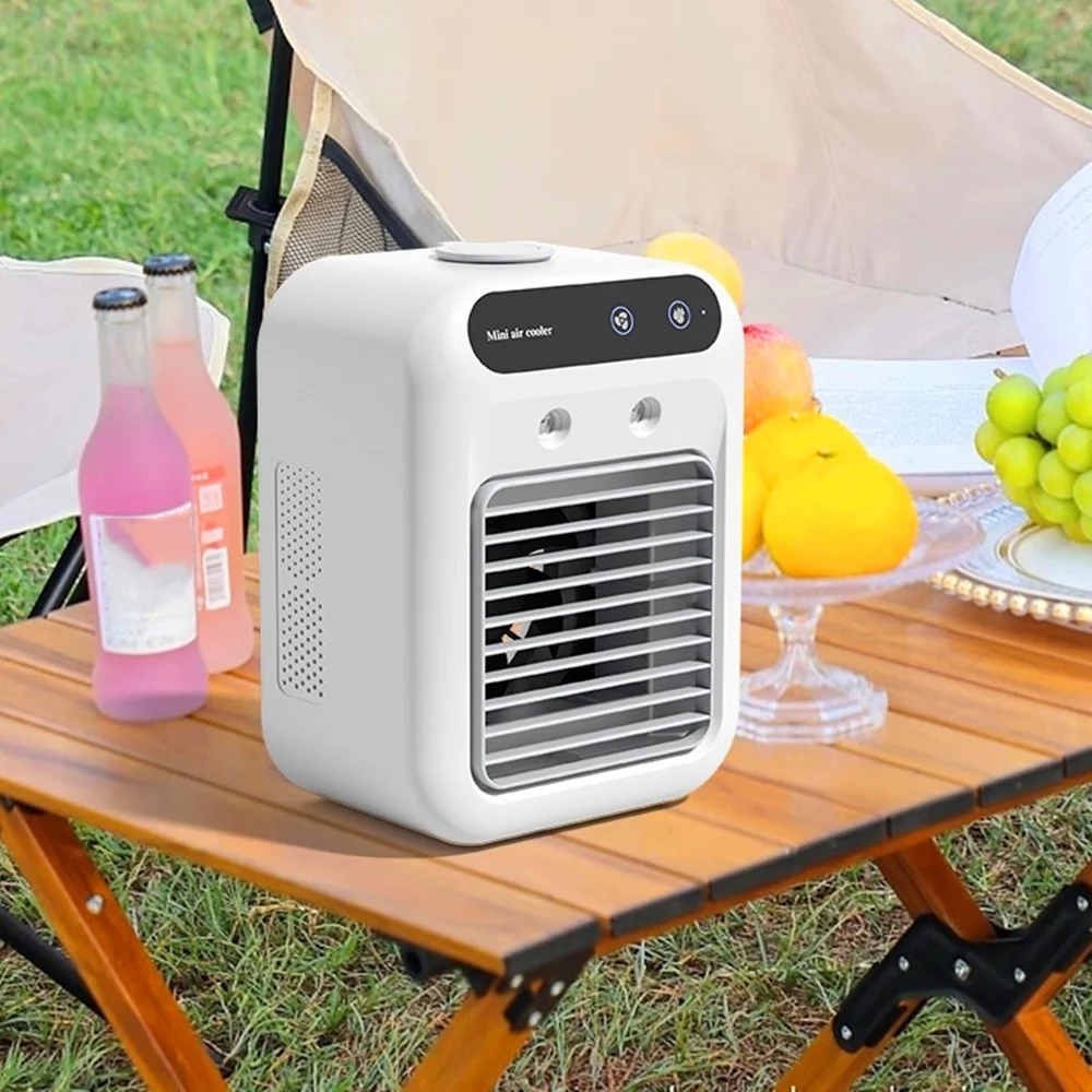 2 versnellingen draagbare airconditioner koeler ventilator USB oplaadbare mini-luchtbevochtiger voor thuis kamer camping koelwatertank nachtlampje
