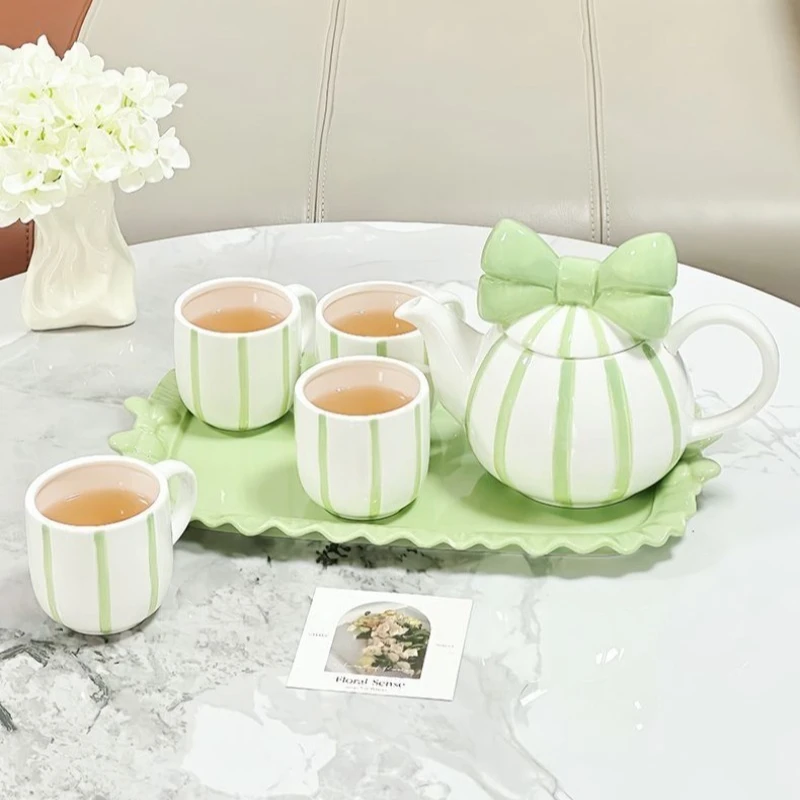 Ceramic tea  light luxury  cup teapot water  household living room kettle water cup teacup ceramic tea set