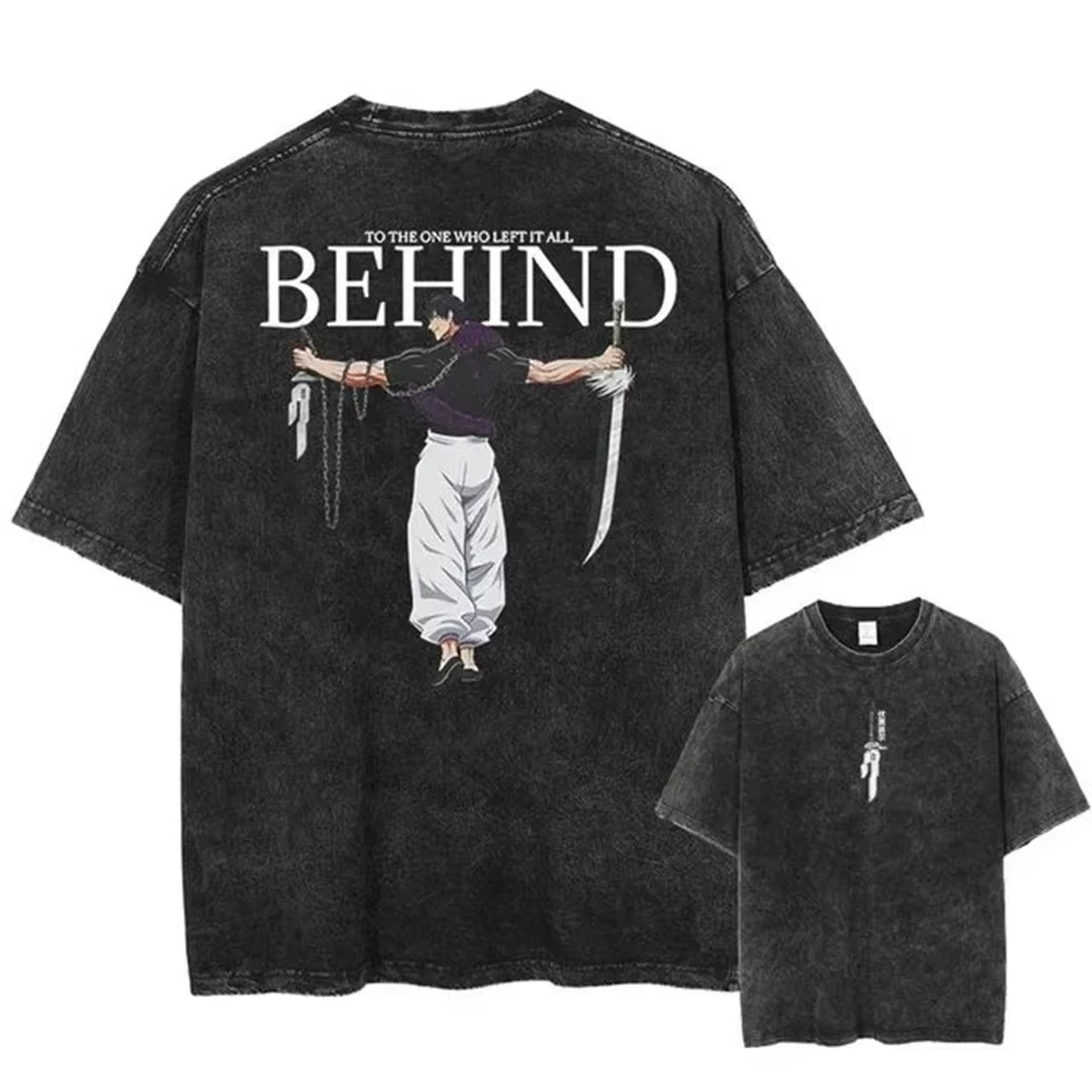 

Anime Jujutsu Kaisen Black Washed New Arrival Mens Clothes Tee Shirt Homme Graphic T-Shirts Men Tshirt for Men Ropa Hombre 61344