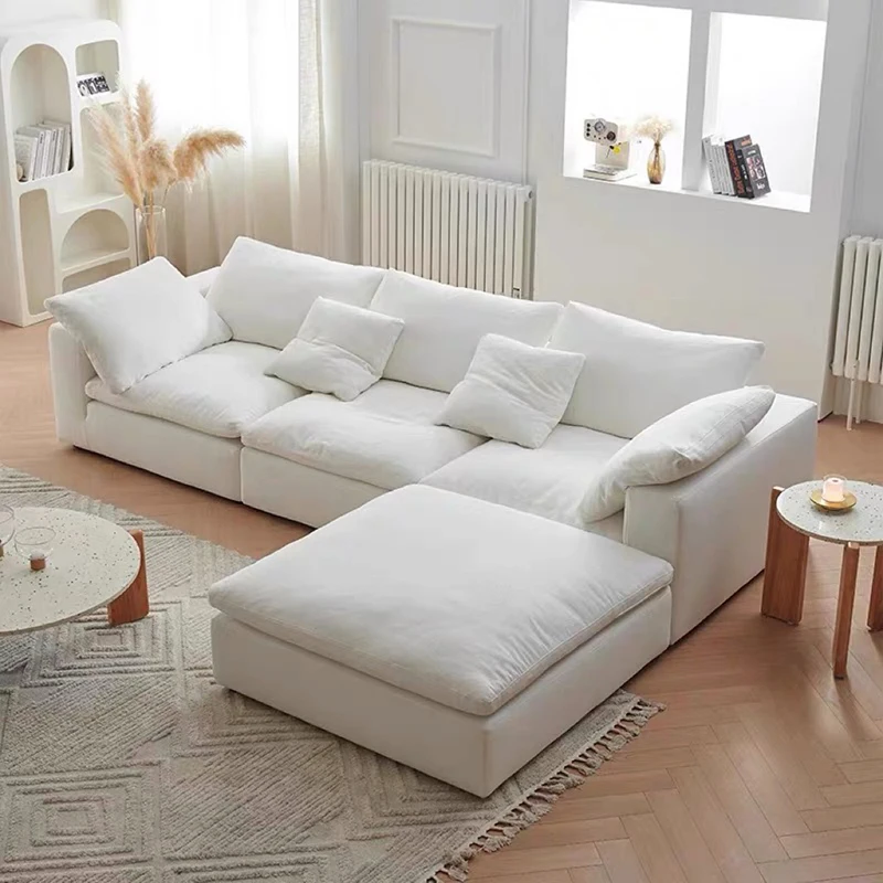 

Vacuum compression cloud sofa lazy chenille fabric small apartment living room free combination module sofa furniture