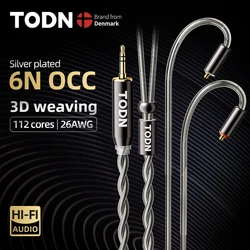 TODN Cable de reemplazo de Audio HiFi, Cable OCC chapado en plata de 2 núcleos MMCX de 2 pines, 4,4mm, 3,5mm, aux para Carat Tangzu Fudu HOLA Zero MK4