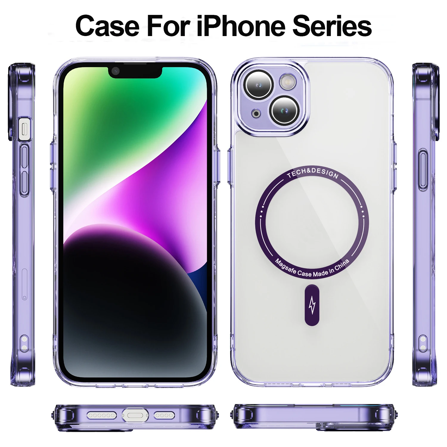 Прозрачный Магнитный чехол Mirage для iPhone 15 Plus, 14 Pro Max, 13 Pro, 12, 11, XR, XS Max, цветной противоударный чехол с беспроводной зарядкой