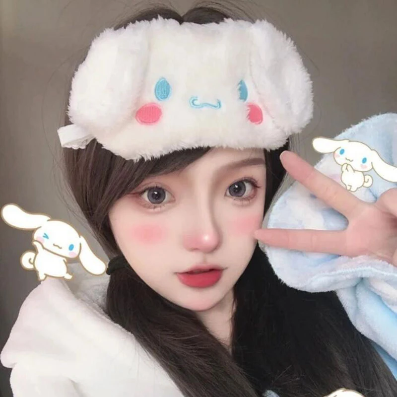 

Kawaii Sanrio Cinnamoroll Plush Eye Mask Anime Cinnamoroll Blackout Eye Mask Lunch Break Sleep Ladies Eye Protection