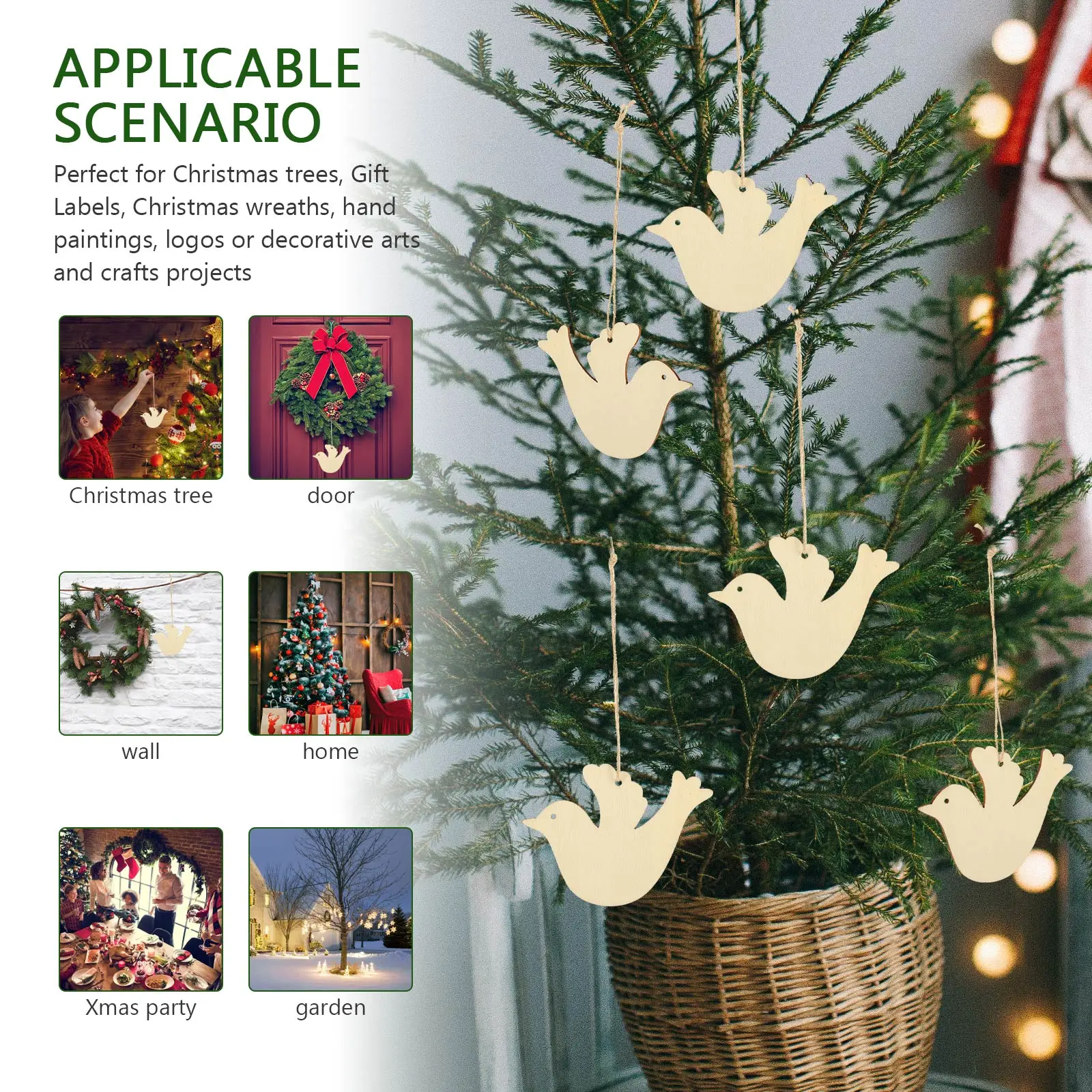 

1Set Xmas Wooden Shapes DIY Unpainted Pendants Cutouts for Holiday Decorating Christmas Graffiti Ornaments Blank Xmas Pendants