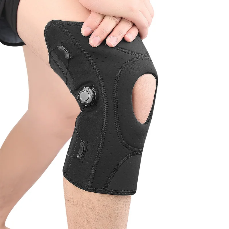 Knee Protector For Sports and Mountain Climbing Manual Adjustable Button for Added Pressure with Springs Support for Meniscus