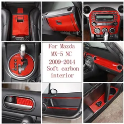 For Mazda MX-5 NC 2009-2014 Soft Carbon Fiber Car Center Control Dashboard Steering Wheel Door Armrest Decorative Accessories