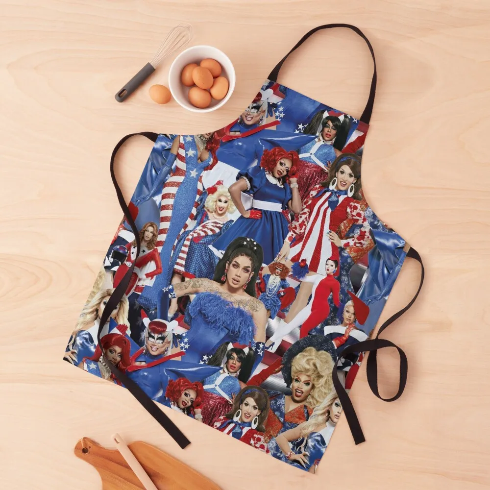 

RuPaul collage season 12 Apron Kitchen And Home Items for women with pocket Women's Dresses Apron