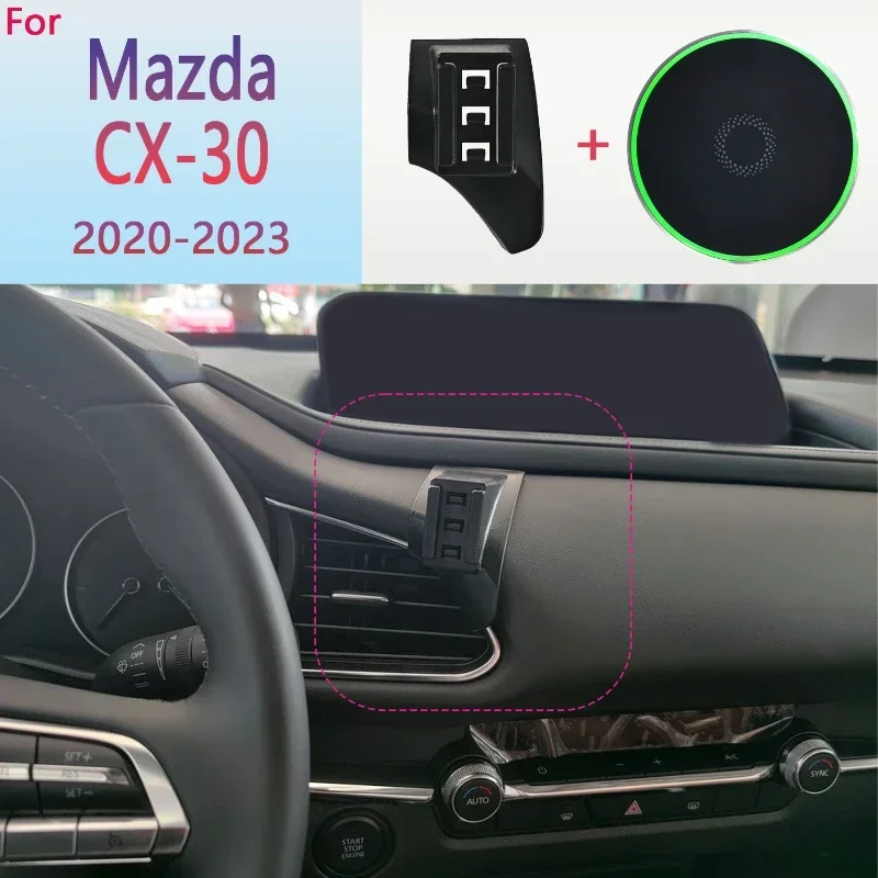 Magnetic Car Phone Holder For Mazda CX-30 CX 30 CX30 2020 2021 2022 2023 15W Wireless Charging Phone Stand MagSafe Base