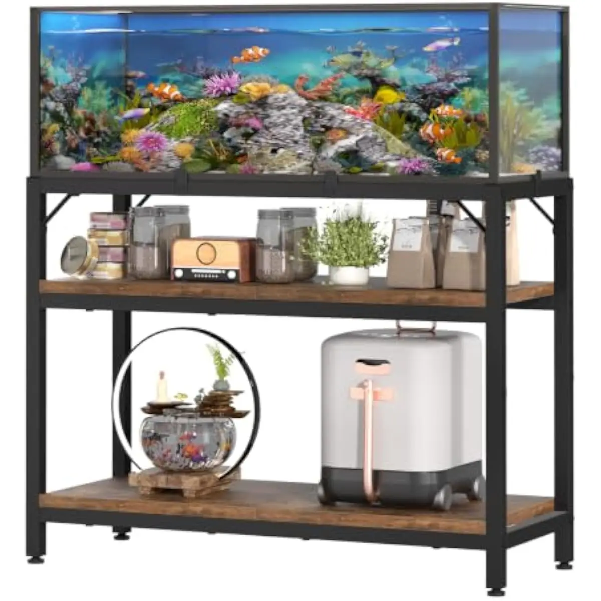 Aquarium Stand for 20 to 29 Gallon Tanks | 31.5 Inch Long Top Surface | Three Adjustable Storage Levels | Engineered Wood and St