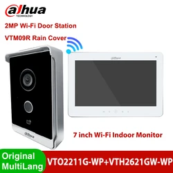 Dahua 와이파이 터치 모니터 VTH2621GW-WP 무선 비디오 초인종 VTO2211G-WP 스테이션, 7 인치, 1080P PoE 인터콤 시스템 키트