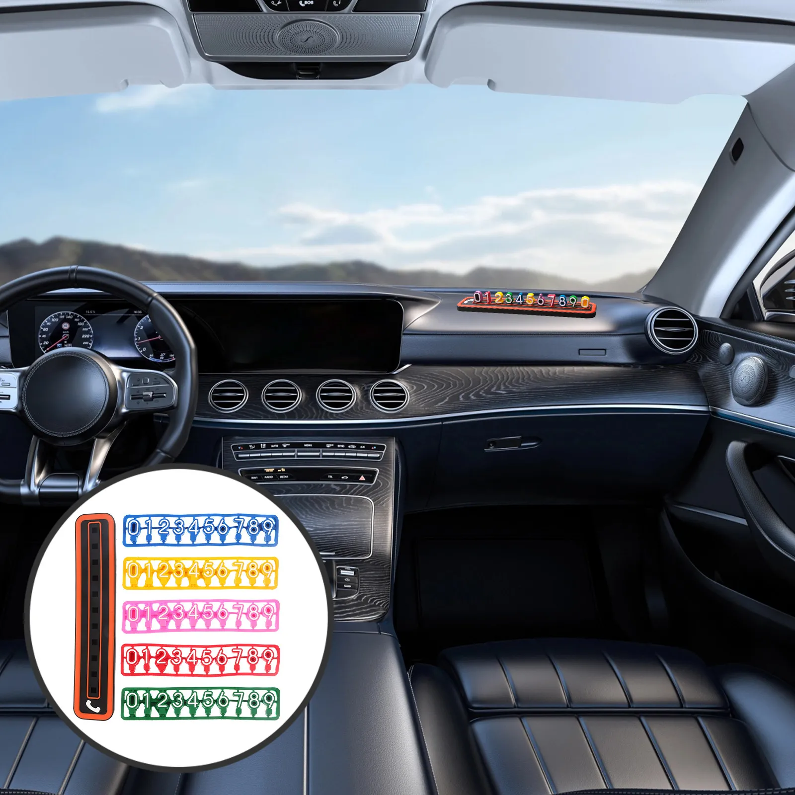 1Set Minimalist Temporary Parking Plate PVC Phone for Car Dashboard Decoration Easy Replace Movable Numbers Car