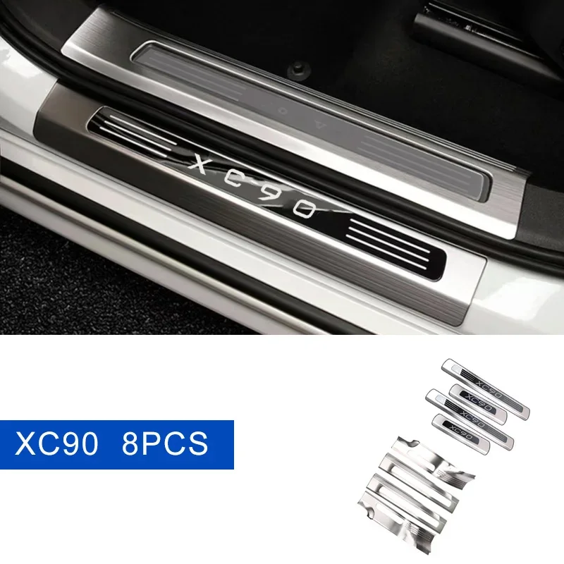 For Volvo XC90 2015-2024 Exterior Door Sill Strip decoration Scuff Guard Plate Sticker Stainless Steel Accessories Car Styling