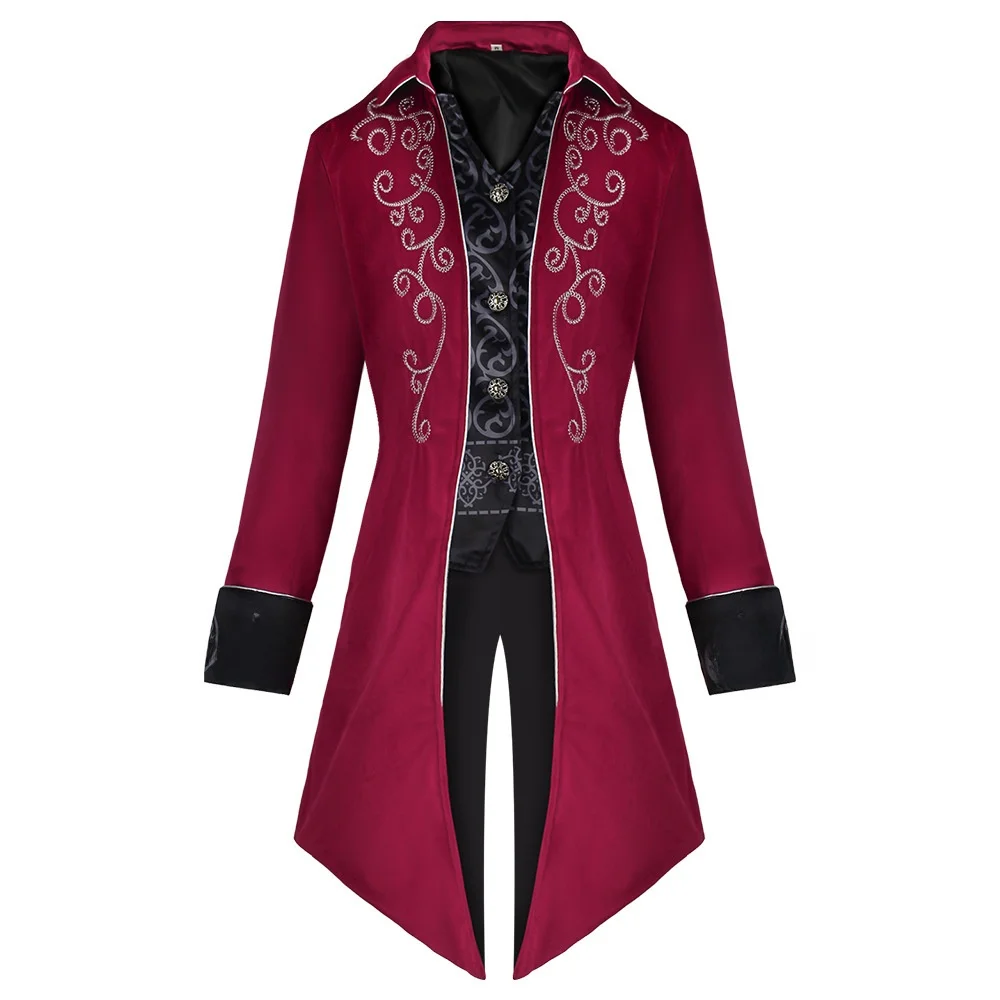 معطف رجالي طويل بتصميم القرون الوسطى للتنكر، زي هالوين بأسلوب عتيق، زي رجالي بانك، موديل جديد لأداء المسرح، ملابس صينية تقليدية #2