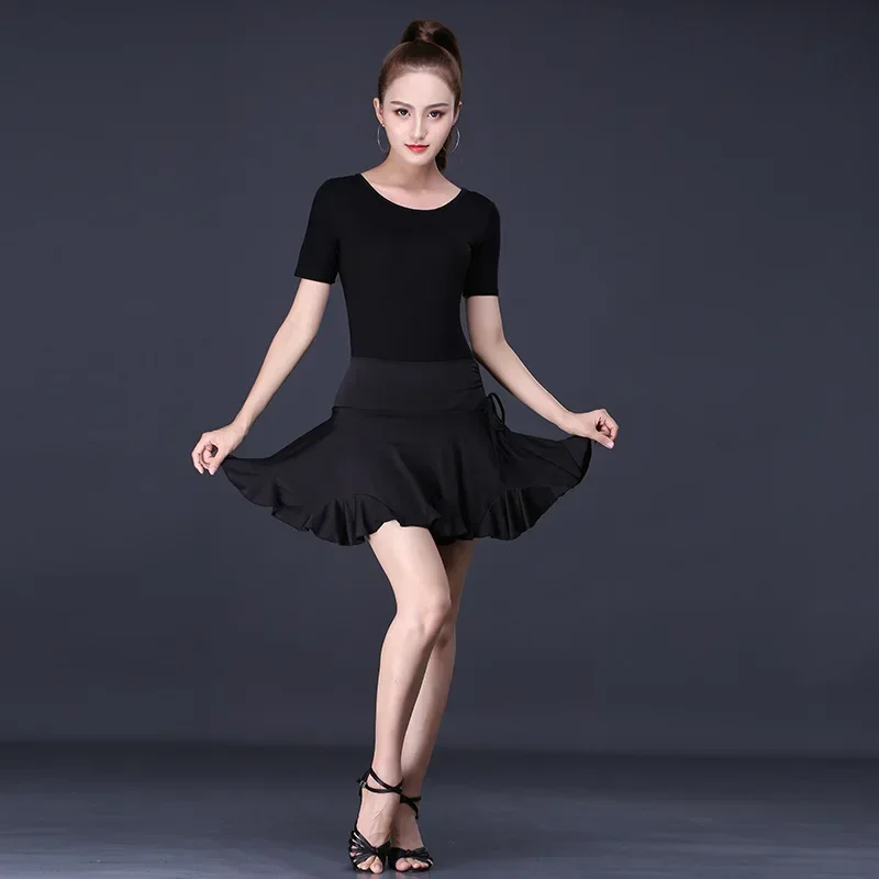 Nouvelle jupe de danse latine pour femmes-mode taille haute Tango Yoga Rumba salle de bal robe de danse latine