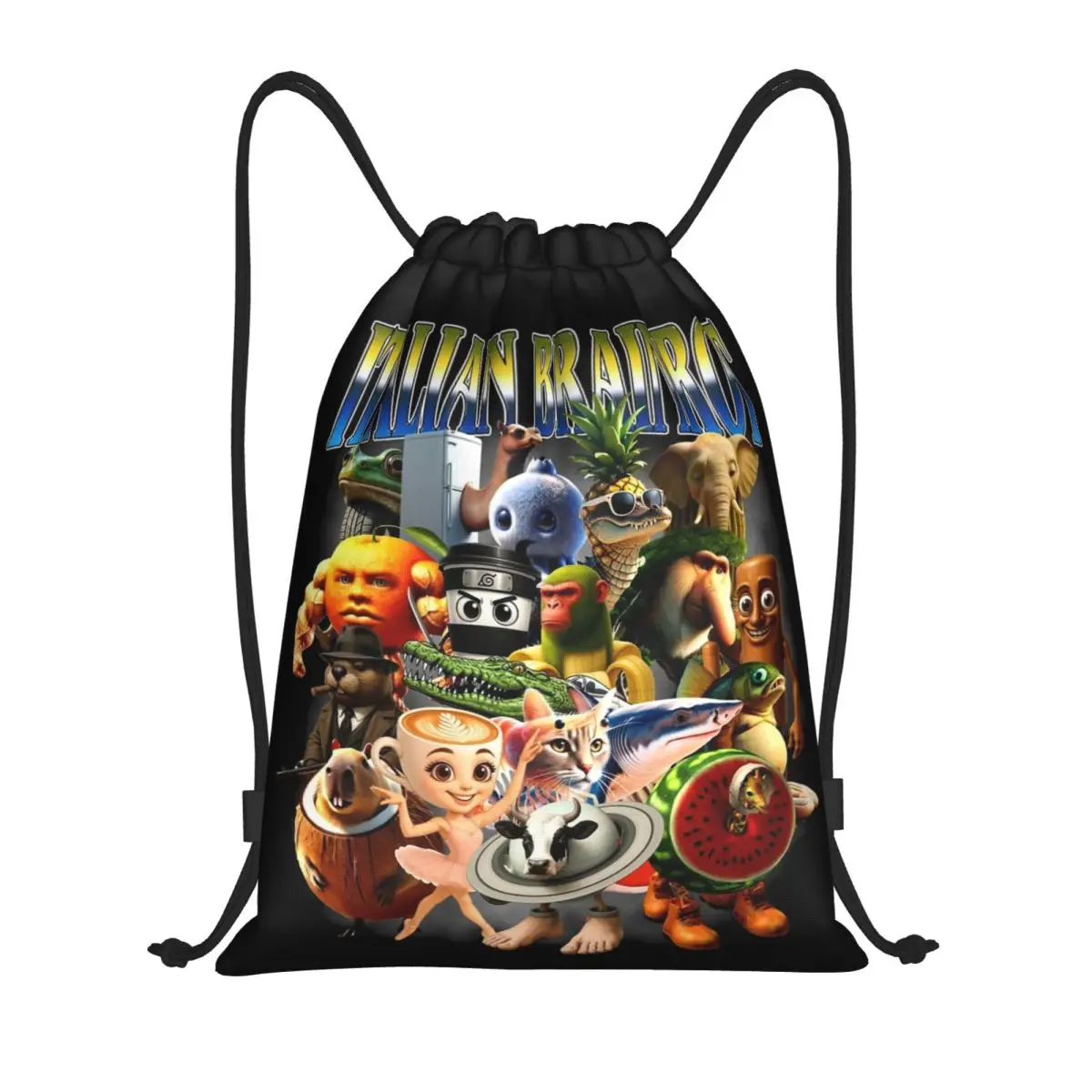 

Итальянский Brainrot Meme Забавный рюкзак на шнурке Спортивный рюкзак для спортзала Сумка на шнурке для пеших прогулок