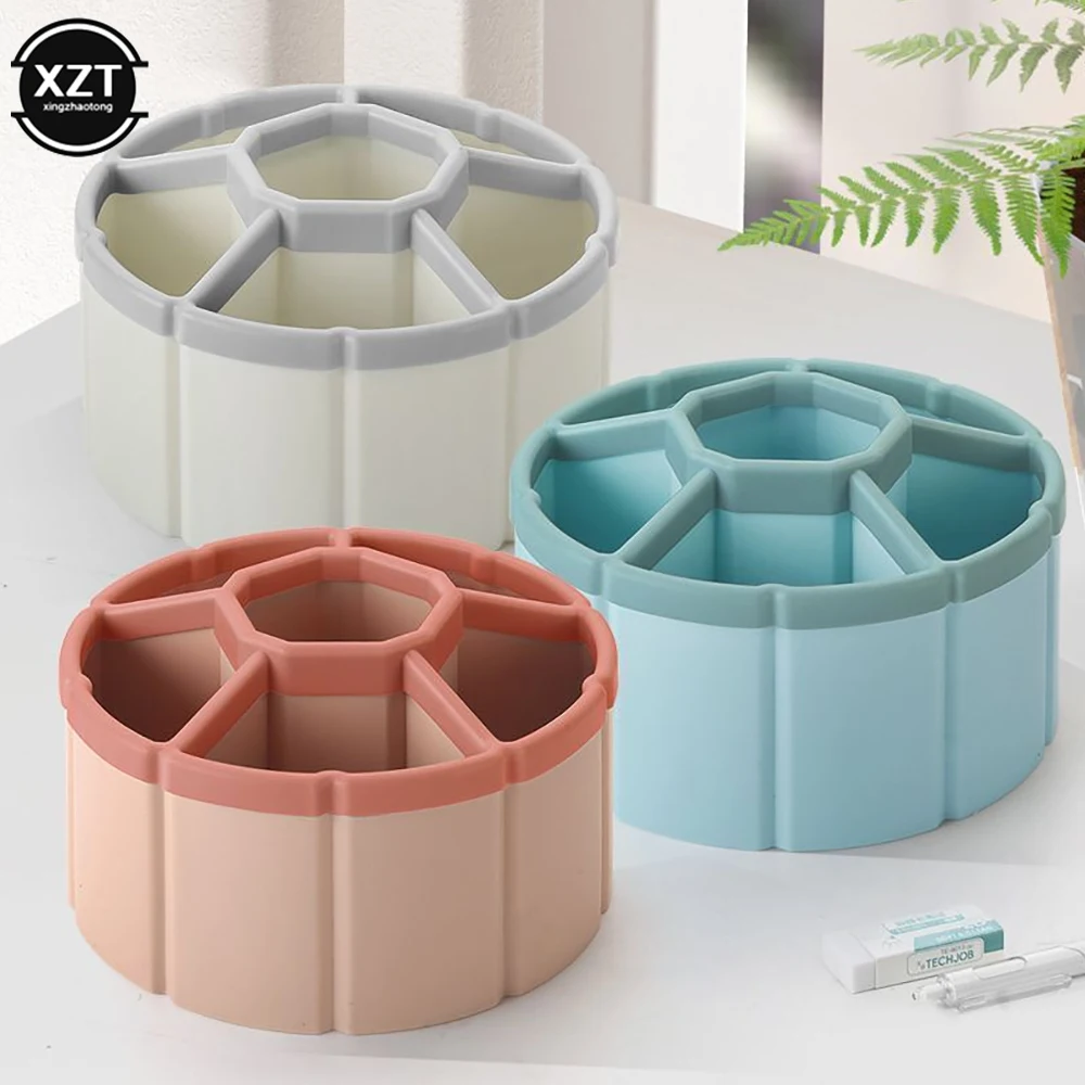 360 ° Pemegang Pena Putar Kapasitas Besar Kotak Penyimpanan Pensil Lucu Organizer Desktop Alat Tulis Kantor Sekolah