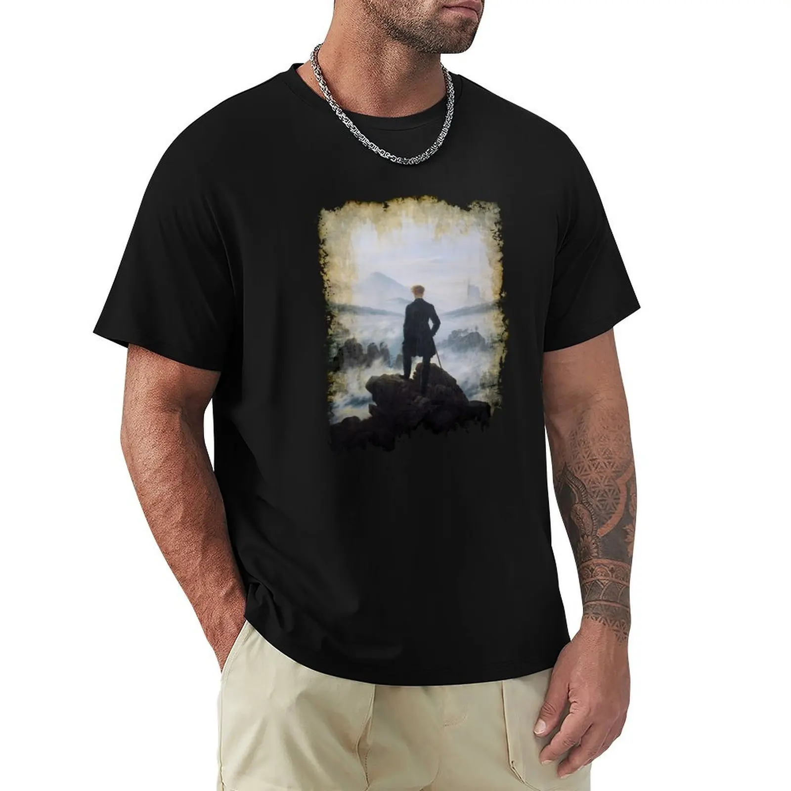 

Caspar David Friedrich The Wanderer art lover gift t shirt T-Shirt Breathable Gym Short Sleeve T-Shirt