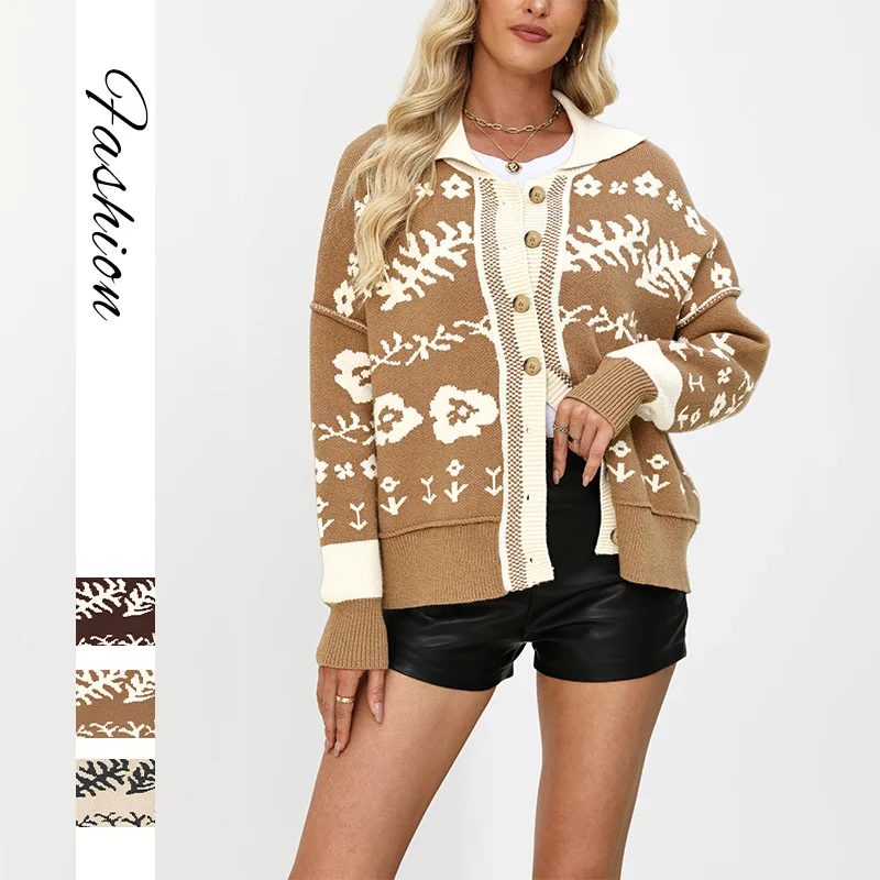 

Кардиган с квадратным вырезом, свободный кардиган на пуговицах спереди, кардиган в рубчик с длинными рукавами, винтажный элегантный свитер большого размера