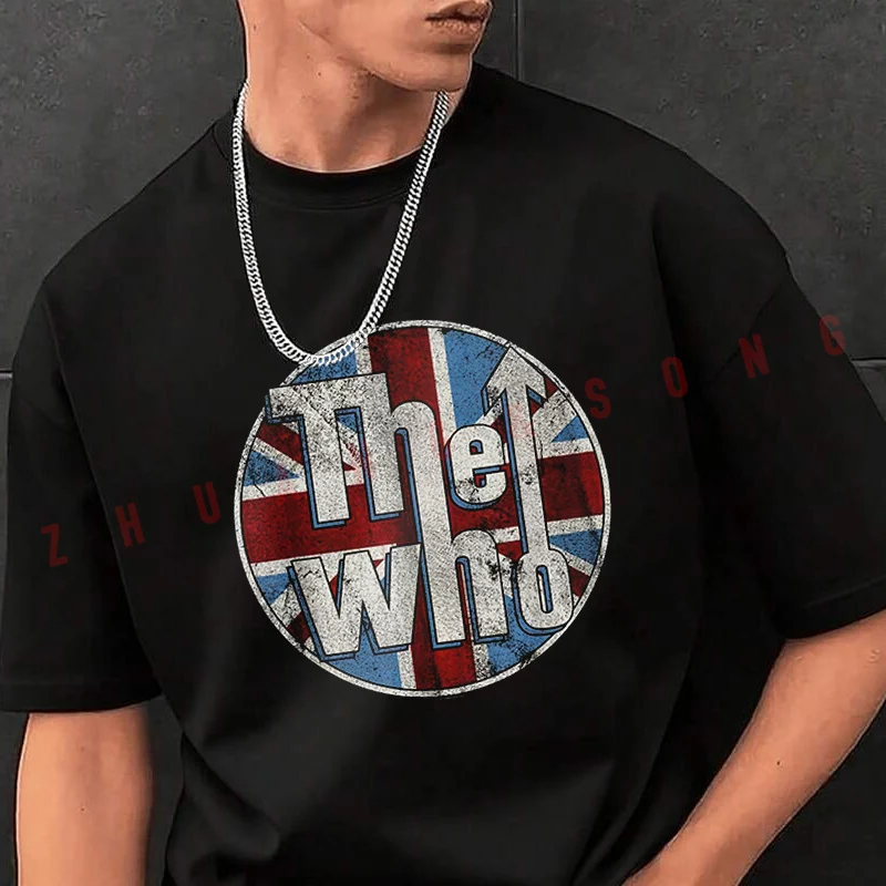 

Мужская модная футболка The Who Distressed Logo, повседневные модные футболки на лето, удобные топы с короткими рукавами