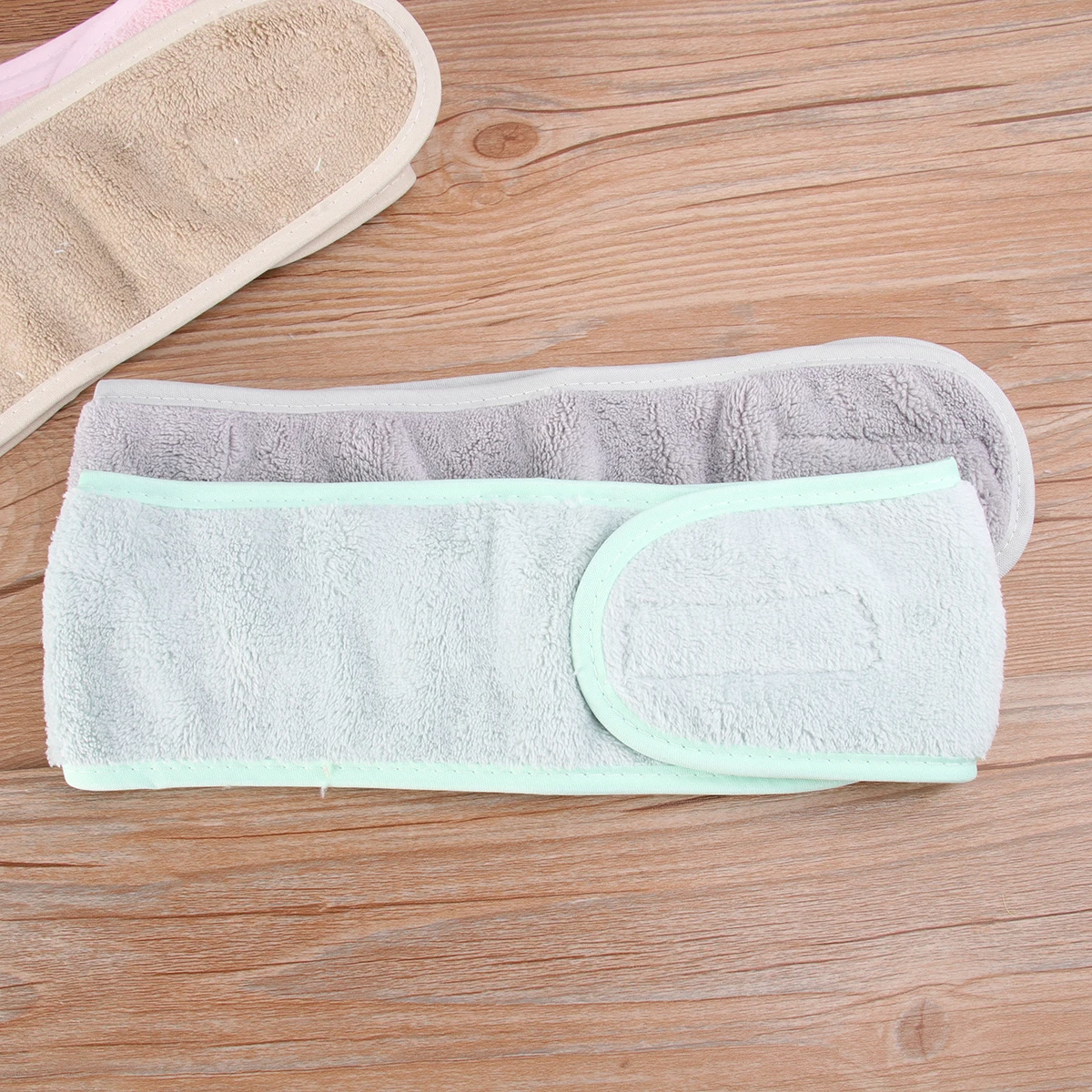 4 قطع من عصابات الشعر المتينة القابلة للتعديل، شريط لاصق ذاتي لمكياج اليوجا وغسل الوجه باللون الأخضر النعناعي والوردي والرمادي الجمل #6