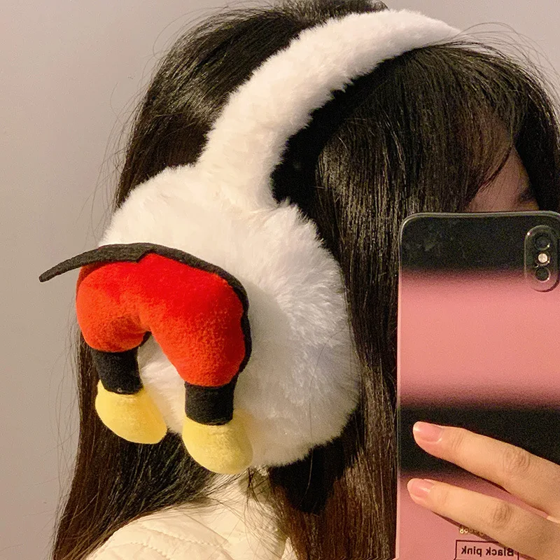 

New Hot Mickey Minnie Winter Warm Earmuffs With Girls Soft Plush Winter Scarf Cartoon Women Ear Protection Ear Muffs Gifts