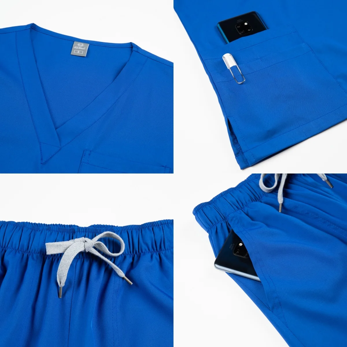 Nuovo Set di Scrub uniformi mediche Scrub elasticizzato top con pantaloni tascabili uniforme da infermiera tuta chirurgica da medico abbigliamento da lavoro per salone di bellezza