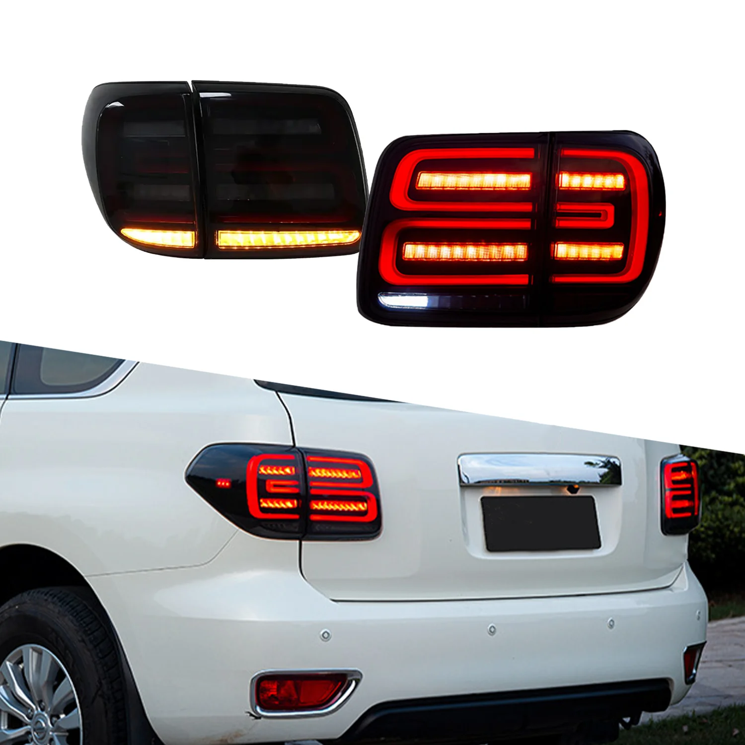 

LED Tail Lights for Nissan Patrol Y62 2017-2020 Sequential Turn Signal Brake Lights Rear Lamps
