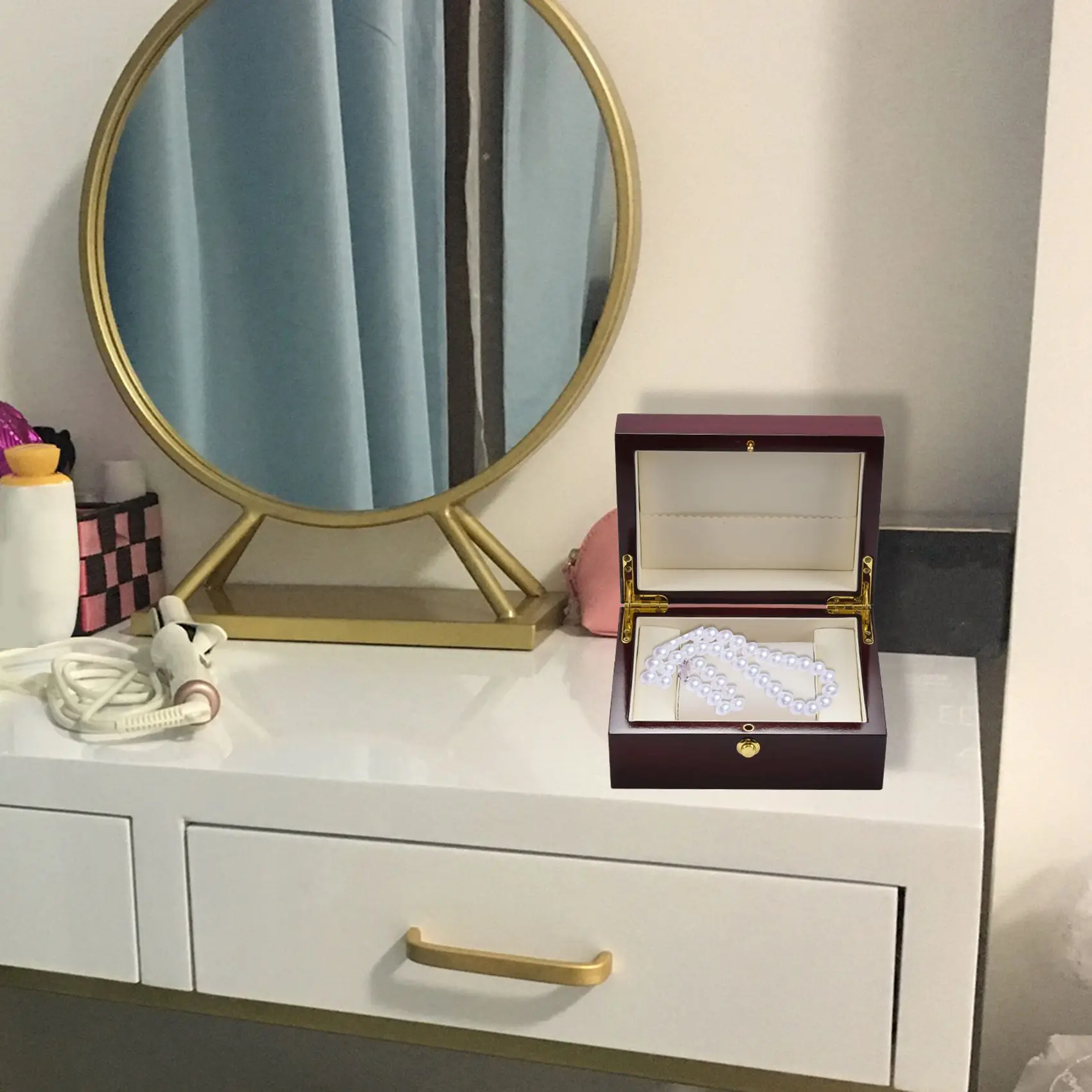 กล่องนาฬิกาเดี่ยวเคลือบเงาไม้ขนาดใหญ่พร้อมเบาะหนัง PU