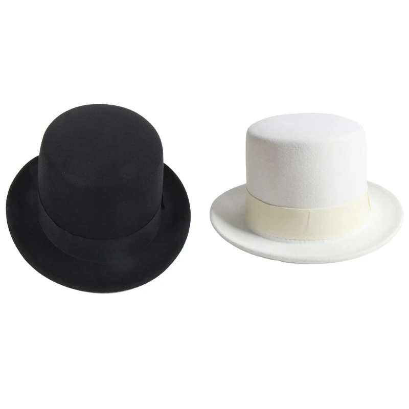 

White Fedora Western Short Brim Hat Victorian Age Women Men Photo Props Dropship