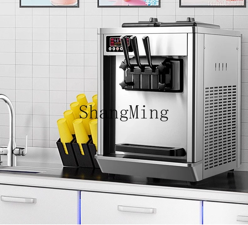 ZYY เครื่องไอศกรีมตั้งโต๊ะแนวตั้งขนาดเล็กเชิงพาณิชย์เครื่องไอศกรีมนุ่มทรงกรวยอัตโนมัติ