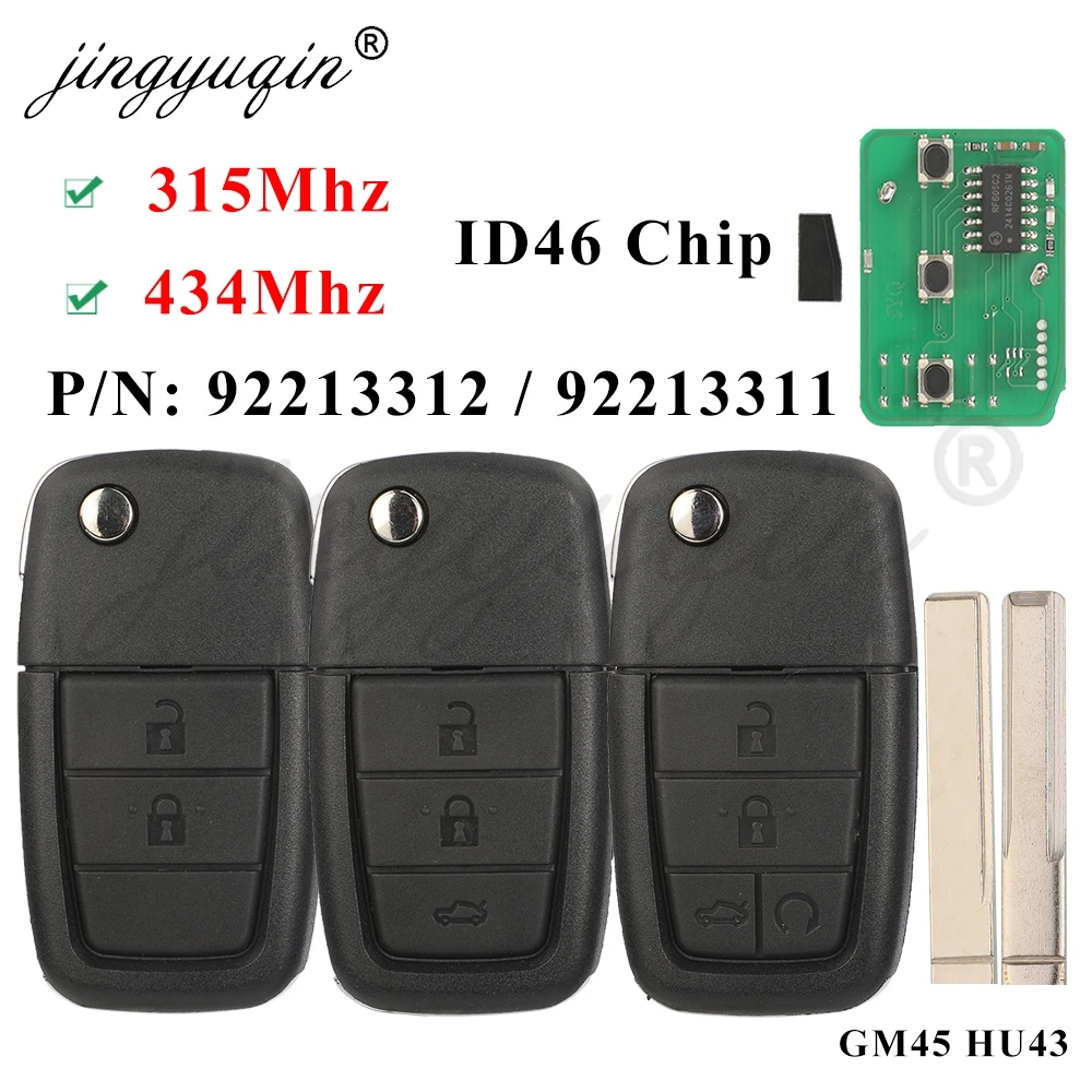 

jingyuqin 315/433MHz ID46 Flip Remote Car Key for Chevrolet Caprice Lumina Holden Commodore VE 2006-2013