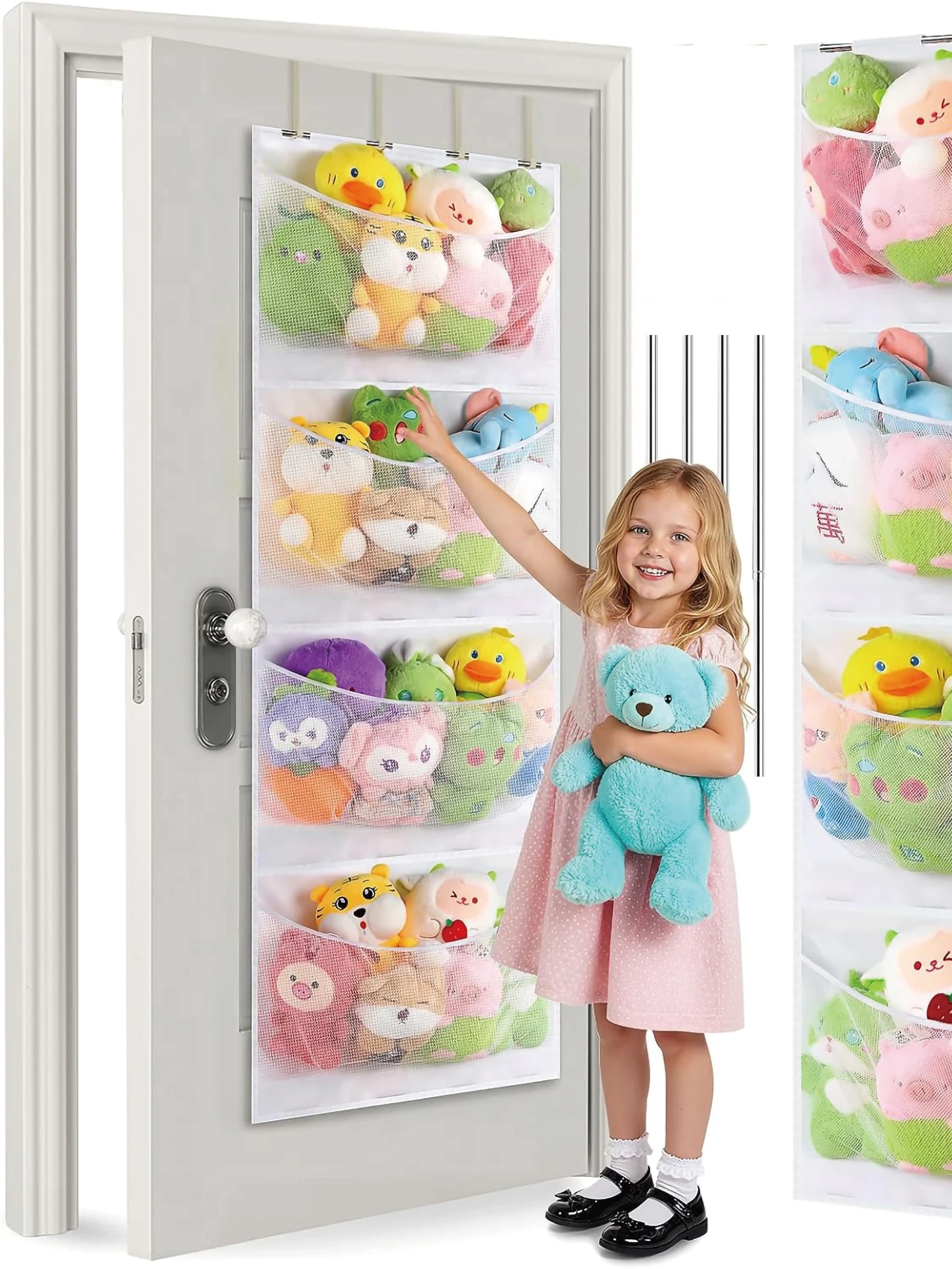 Organizador de Brinquedos de Pelúcia de Parede, Bolsa Suspensa para Porta, Prateleira Expositora de Bonecas, Estilo Americano...